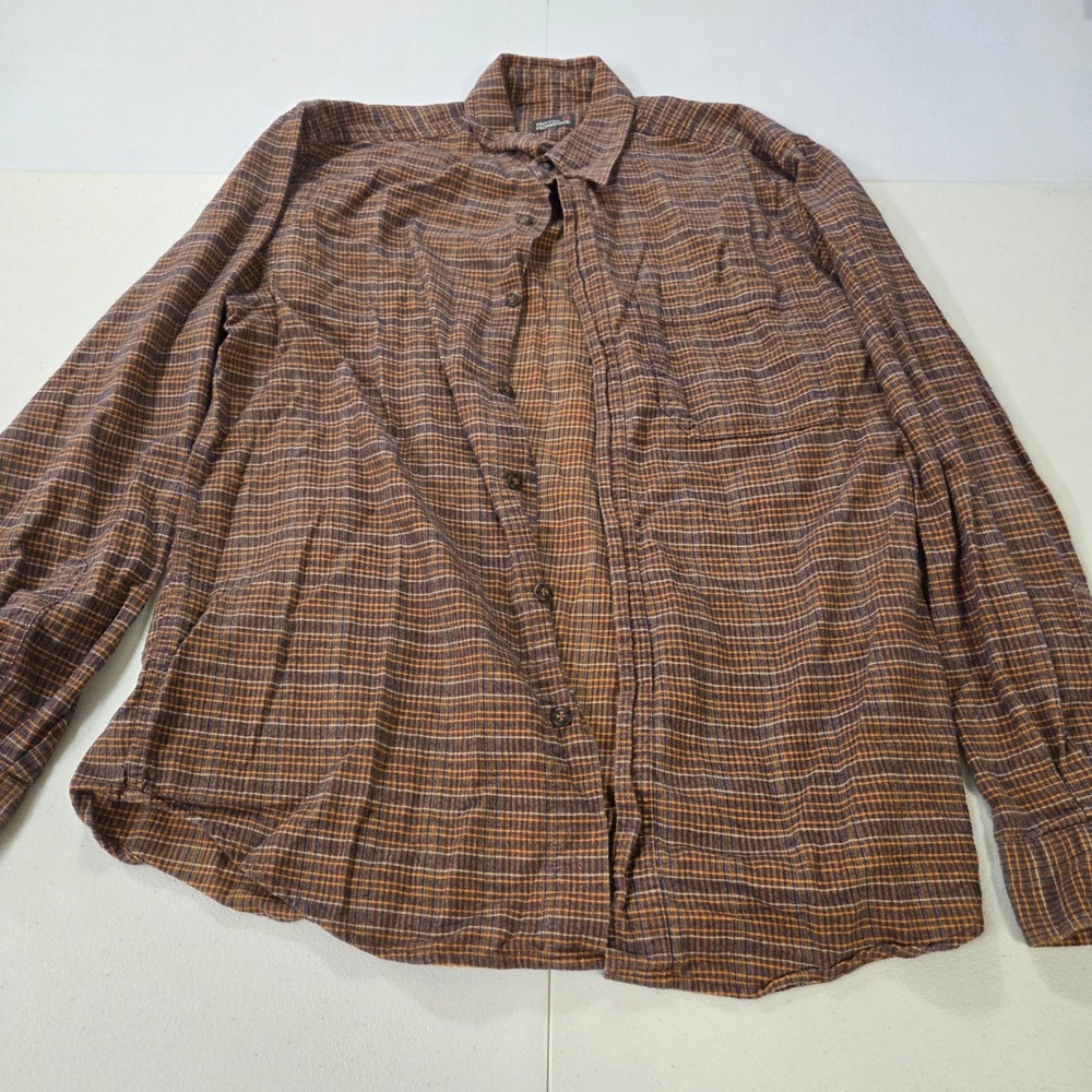 Royal Robbins Mens Large Brown Plaid Long Sleeve Button Down Outdoor Shirt L